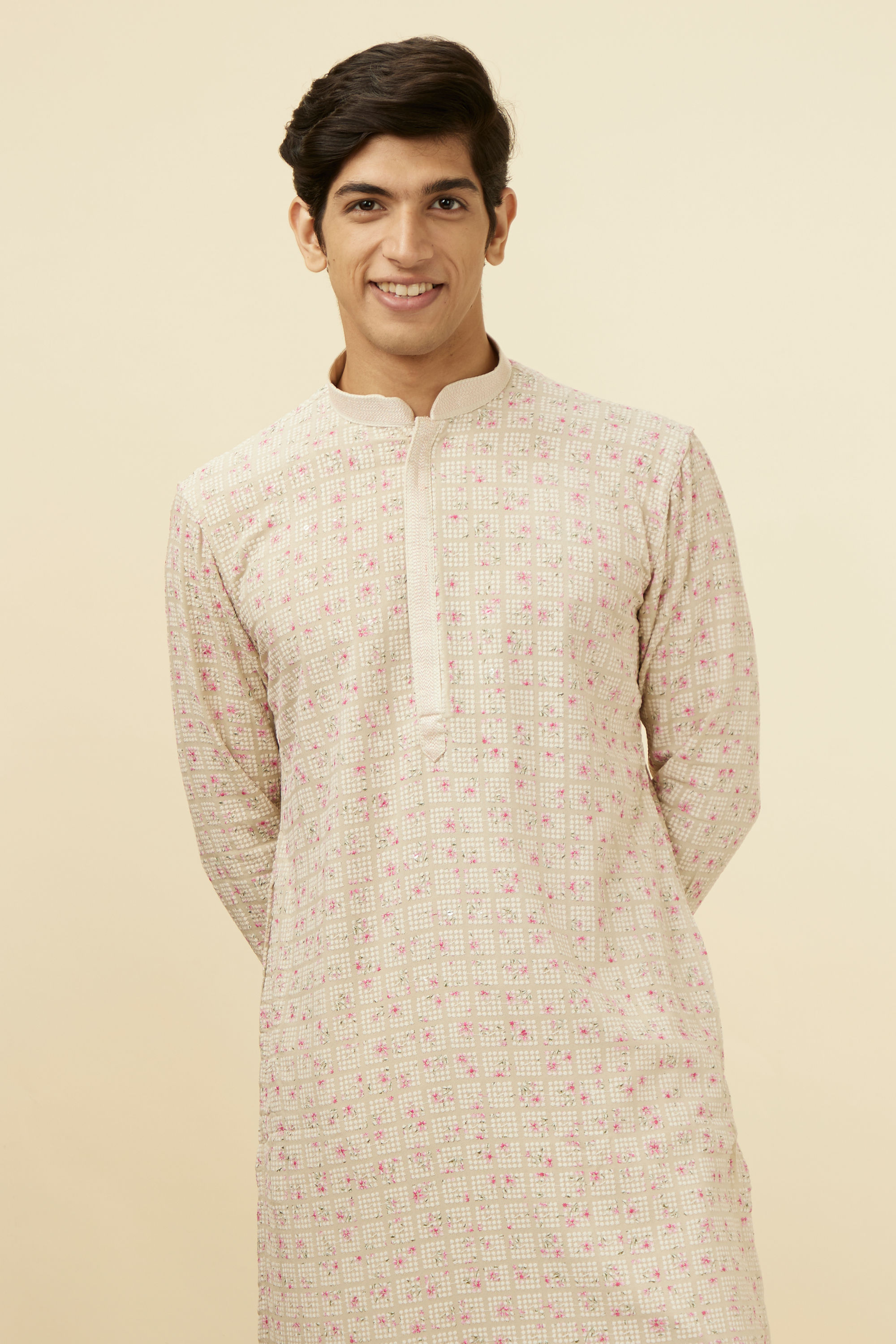 Manyavar Men Sublime Beige Kurta Set