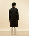 alt message - Manyavar Men Coal Black Embellished Neckline Kurta Set image number 5