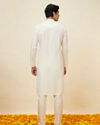 alt message - Manyavar Men Seashell White Embroidered Neckline Kurta Set image number 5