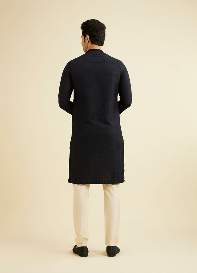 Manyavar Men Blue Chikan Kurta Set