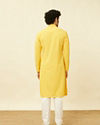 Manyavar Men Primrose Yellow Chikankari Embroidered Kurta Set