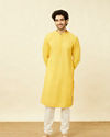 Manyavar Men Primrose Yellow Chikankari Embroidered Kurta Set