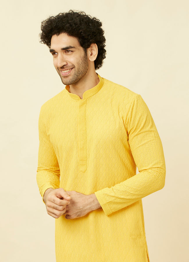 Buy Primrose Yellow Chikankari Embroidered Kurta Set Online in India ...