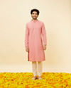 Manyavar Men Sherbet Pink Fern Jaal Patterned Kurta Set