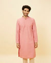 Sherbet Pink Fern Jaal Patterned Kurta Set image number 0