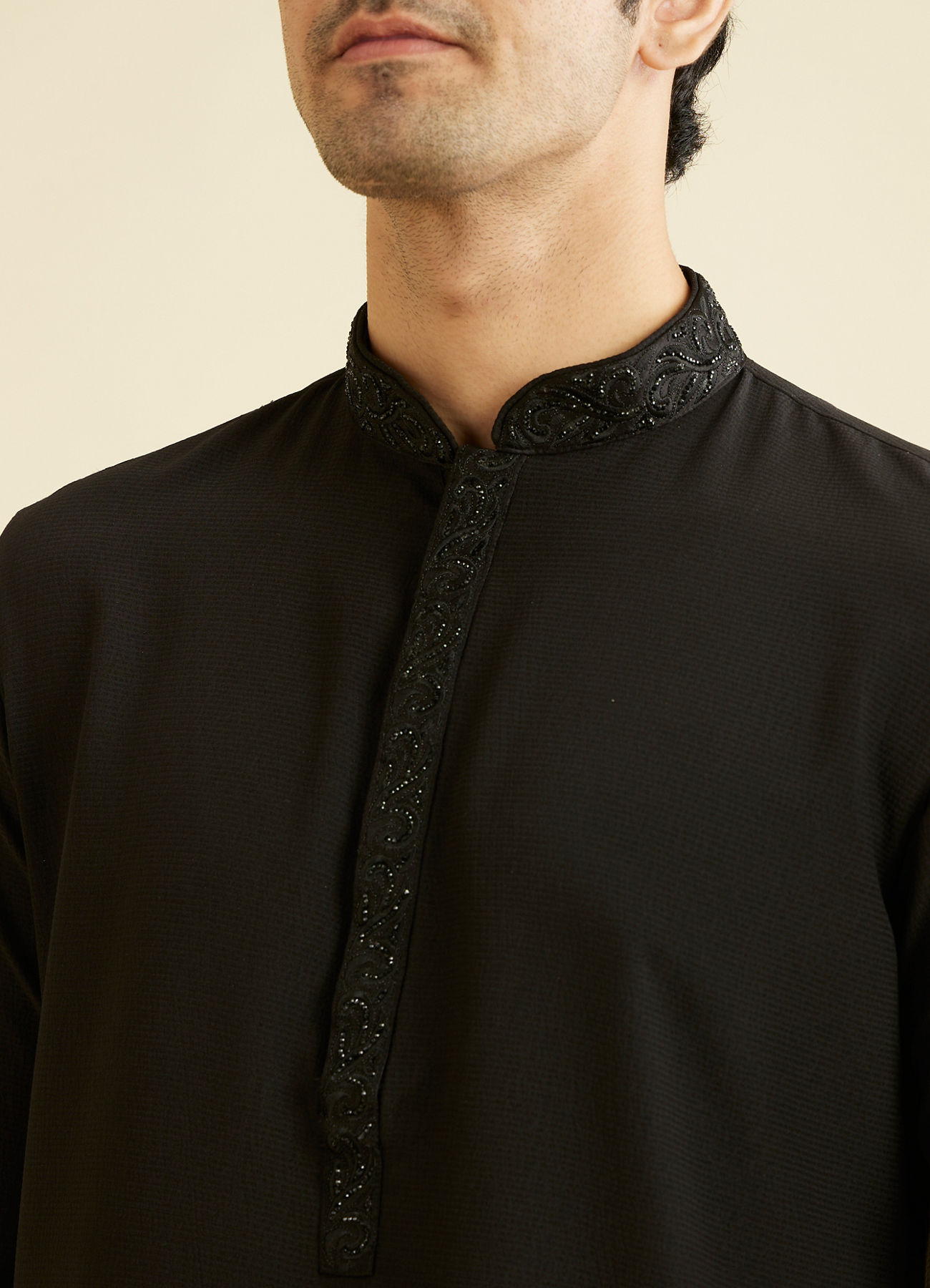 Manyavar Men Black Solid Minimalist Kurta Pajama