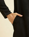 Manyavar Men Black Solid Minimalist Kurta Pajama