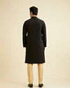 alt message - Manyavar Men Black Solid Minimalist Kurta Pajama image number 5