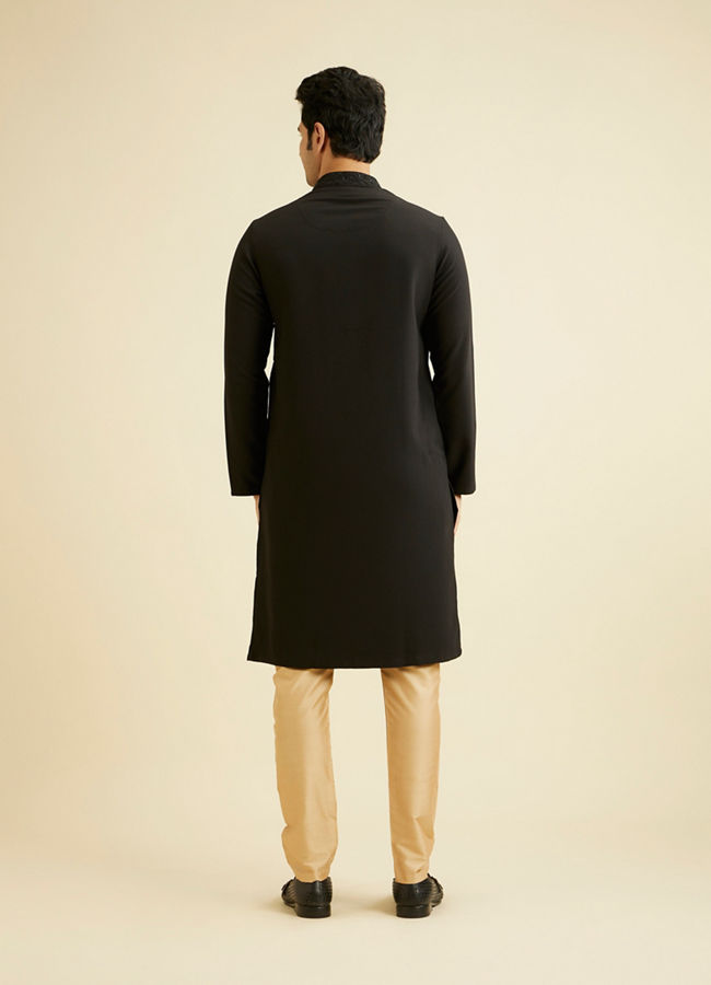 Manyavar Men Black Solid Minimalist Kurta Pajama