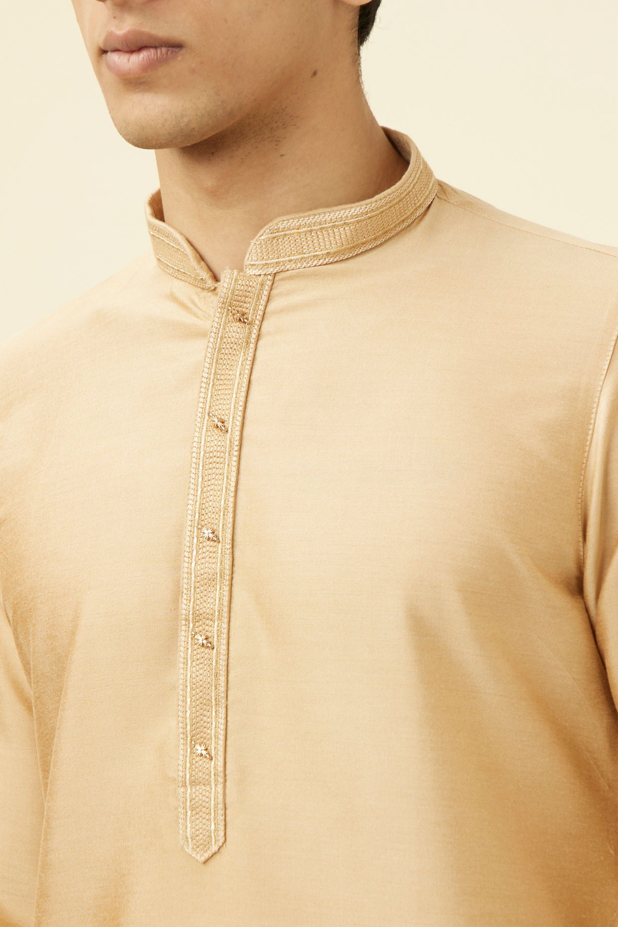 Buy Iced Coffee Brown Embroidered Placket Kurta Set Online in the USA ...