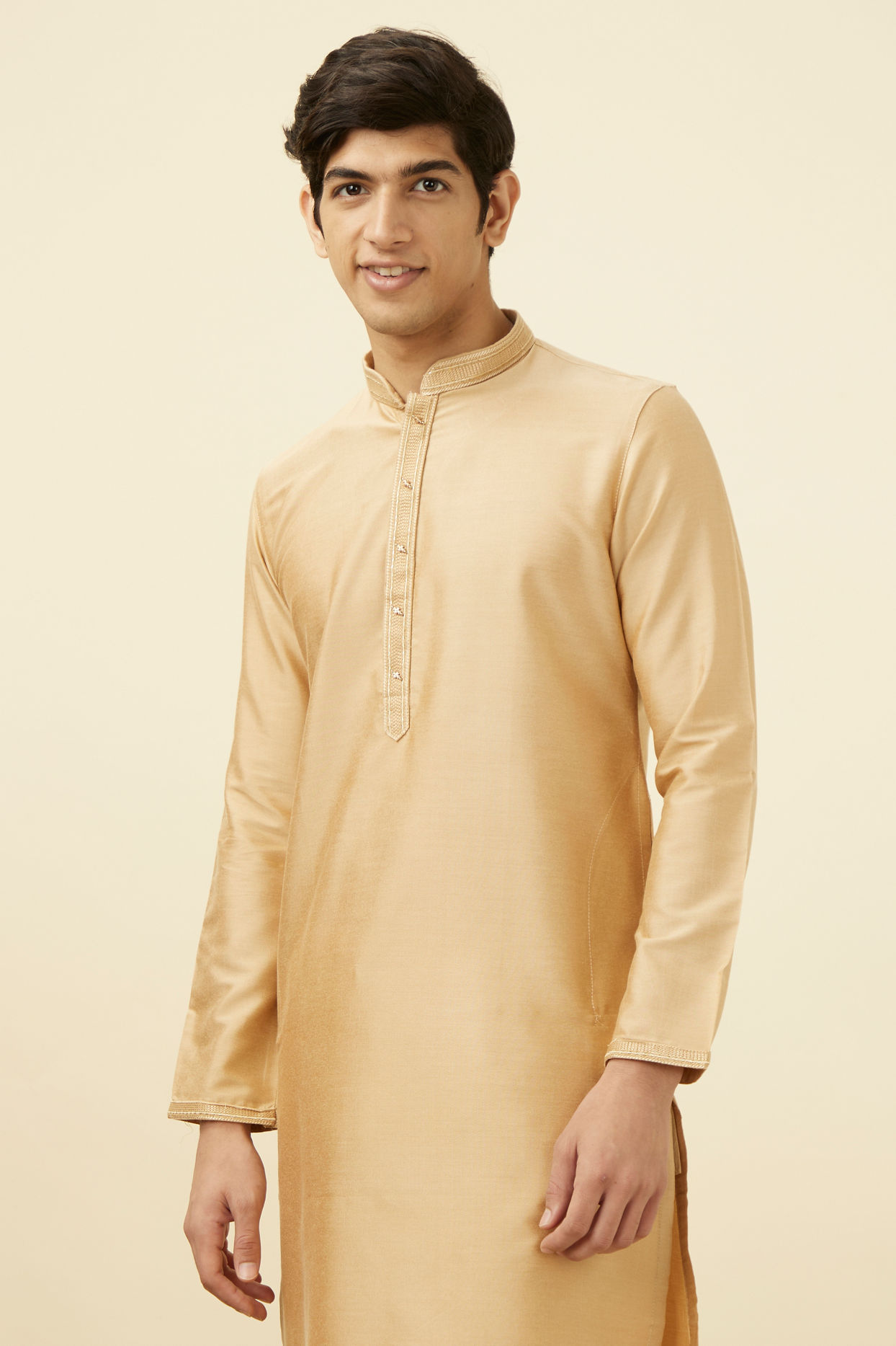 Buy Iced Coffee Brown Embroidered Placket Kurta Set Online in the USA ...