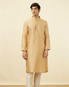 Manyavar Men Iced Coffee Brown Embroidered Placket Kurta Set