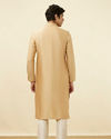 Manyavar Men Iced Coffee Brown Embroidered Placket Kurta Set