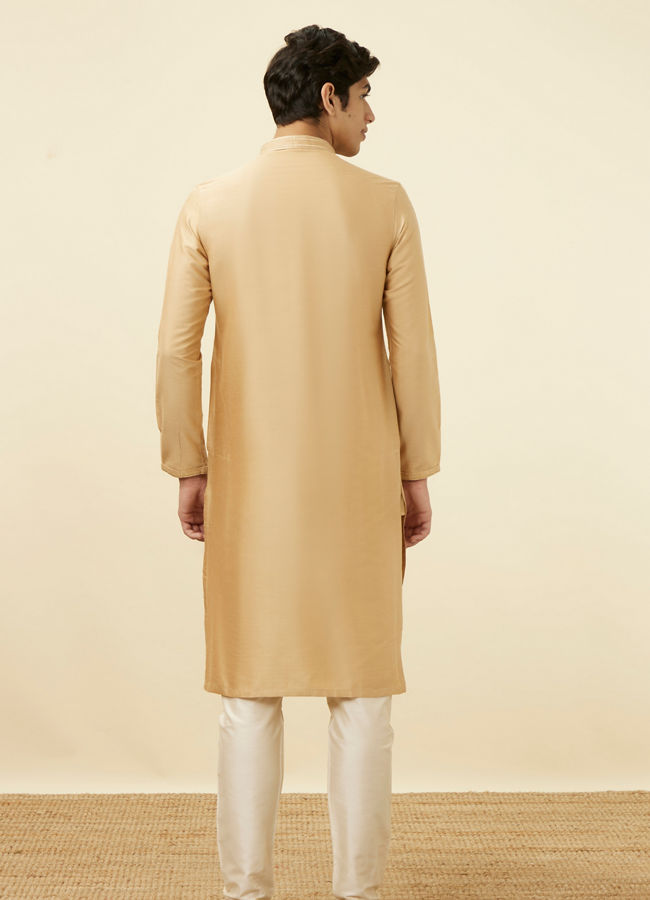 Manyavar Men Iced Coffee Brown Embroidered Placket Kurta Set