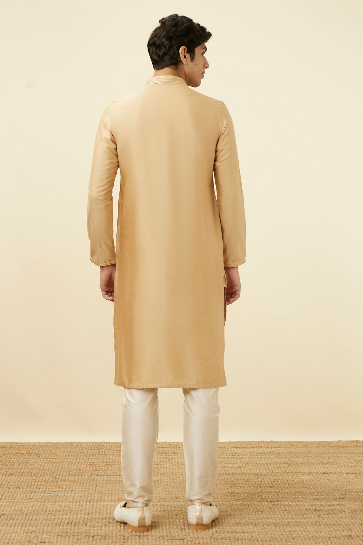Manyavar Men Iced Coffee Brown Embroidered Placket Kurta Set