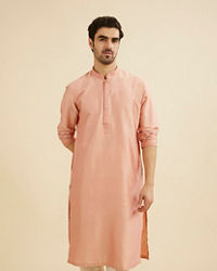 Manyavar Men Pink Solid Occasion Wear Kurta Pajama