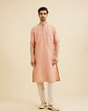 Manyavar Men Pink Solid Occasion Wear Kurta Pajama