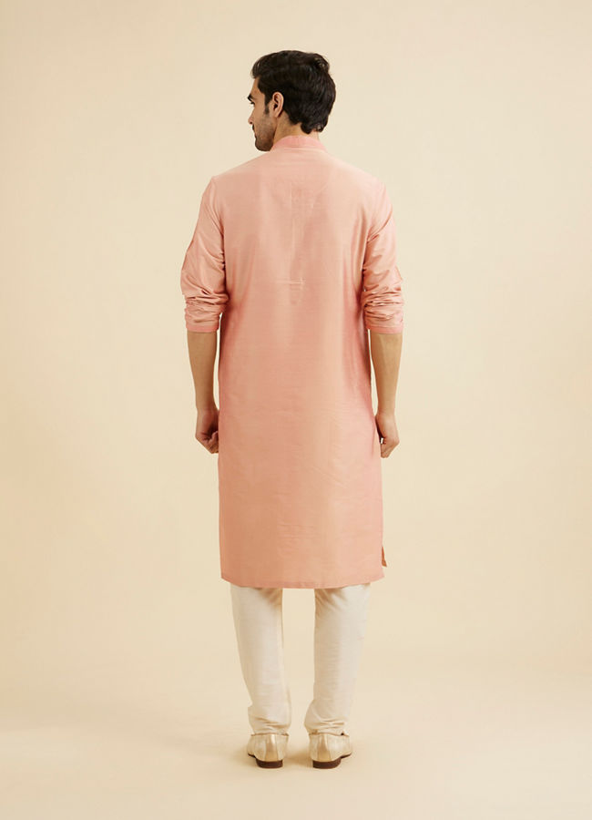 Manyavar Men Pink Solid Occasion Wear Kurta Pajama