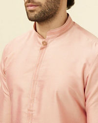 Manyavar Men Pink Solid Occasion Wear Kurta Pajama