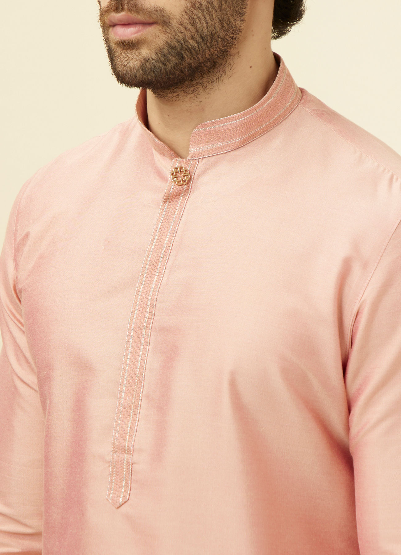 Manyavar Men Pink Solid Occasion Wear Kurta Pajama