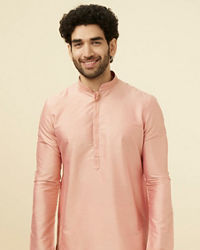 Manyavar Men Pink Solid Occasion Wear Kurta Pajama