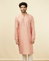 Manyavar Men Pink Solid Occasion Wear Kurta Pajama