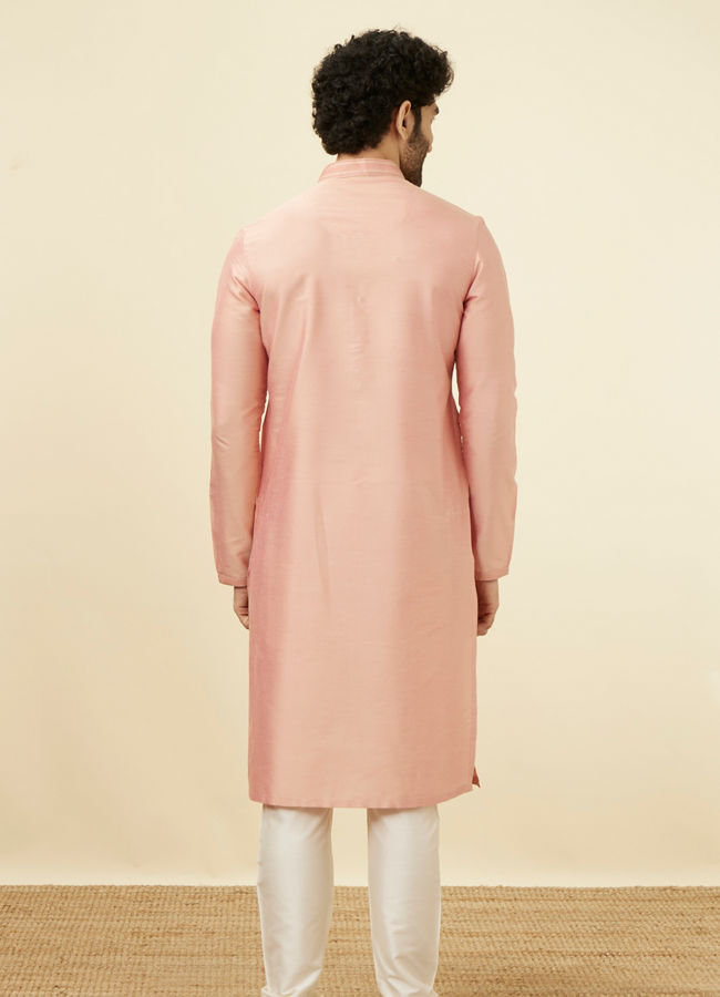 Manyavar Men Pink Solid Occasion Wear Kurta Pajama