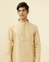 alt message - Manyavar Men Sandal Jacquard Kurta Pajama image number 0