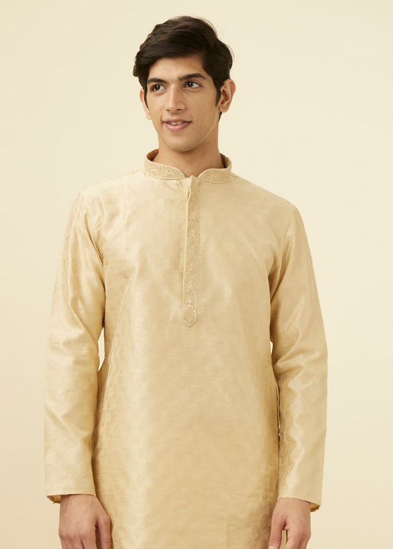 Manyavar Men Sandal Jacquard Kurta Pajama