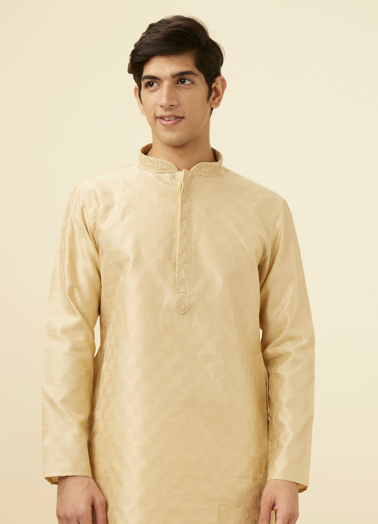 Manyavar Men Sandal Jacquard Kurta Pajama