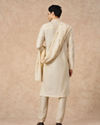 Manyavar Men Cream Blended Viscose Kurta Pajama Dupatta