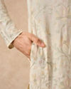 Manyavar Men Cream Blended Viscose Kurta Pajama Dupatta