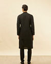 Manyavar Men Kohl Black Botanical Embroidered Kurta Set
