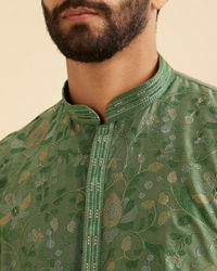 Manyavar Men Olive Green Regal Kurta Pajama