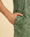 Manyavar Men Olive Green Regal Kurta Pajama