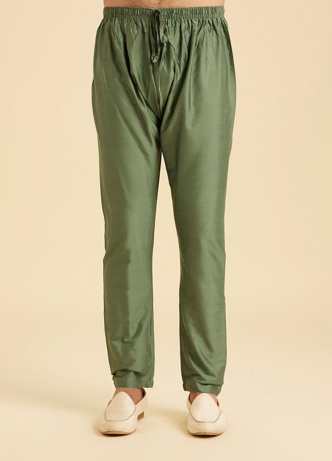 Manyavar Men Olive Green Regal Kurta Pajama