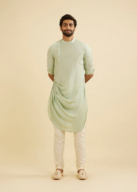 Manyavar Men Pastel Blue Plain Kurta Pajama image number 2