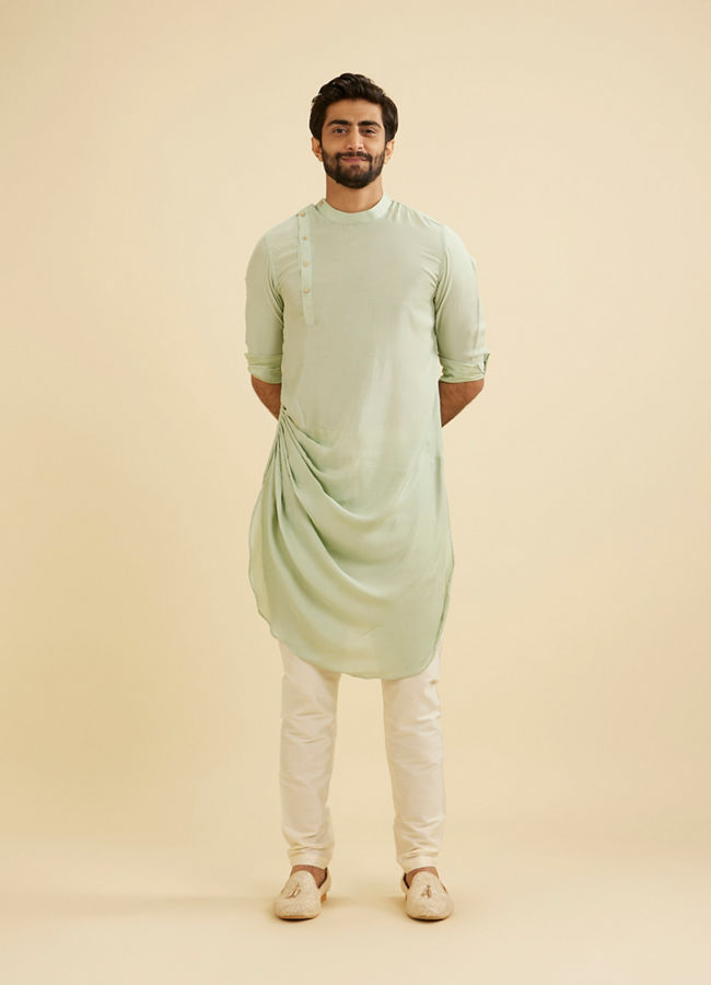 Manyavar Men Pastel Blue Plain Kurta Pajama image number 2