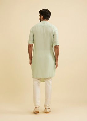 Manyavar Men Pastel Blue Plain Kurta Pajama image number 3