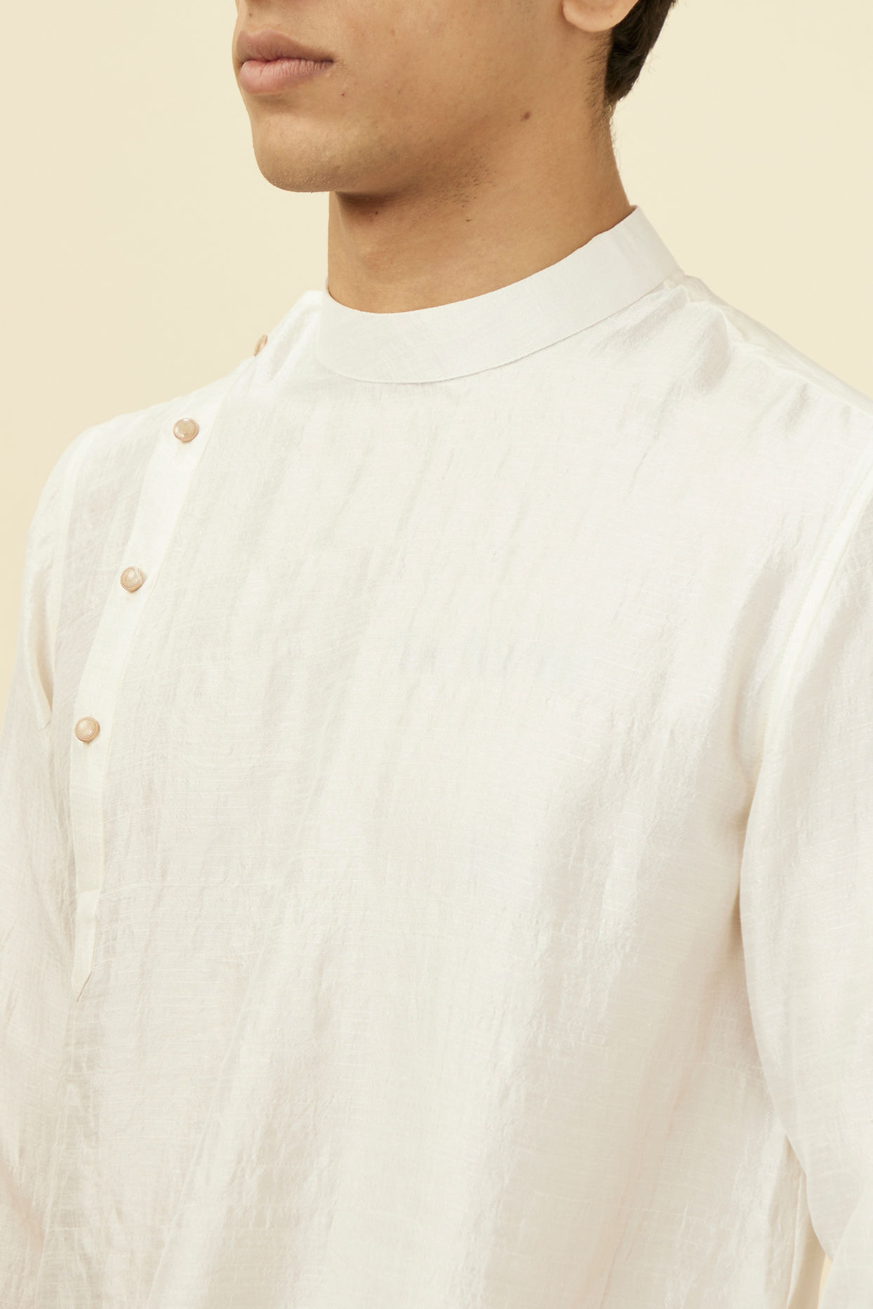 Manyavar Men Warm White Side Open Kurta Set