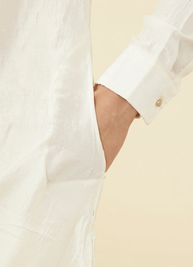 Manyavar Men Warm White Side Open Kurta Set