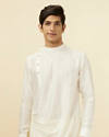 alt message - Manyavar Men Warm White Side Open Kurta Set image number 0