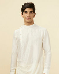 Manyavar Men Warm White Side Open Kurta Set