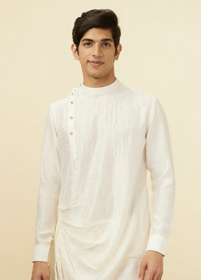 Manyavar Men Warm White Side Open Kurta Set