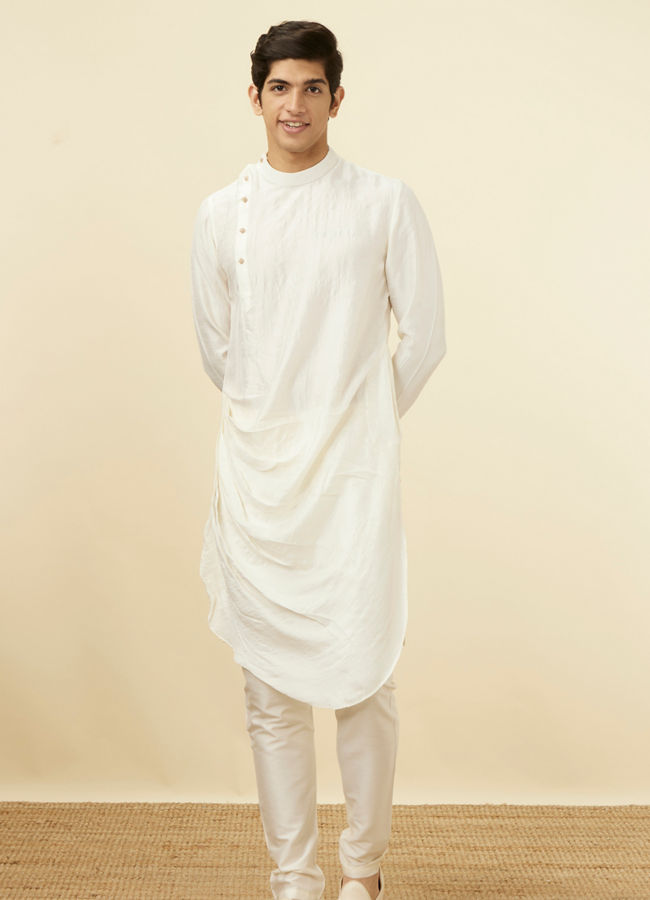 Manyavar Men Warm White Side Open Kurta Set