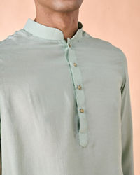 Manyavar Men Aqua Green Draped Kurta Pajama