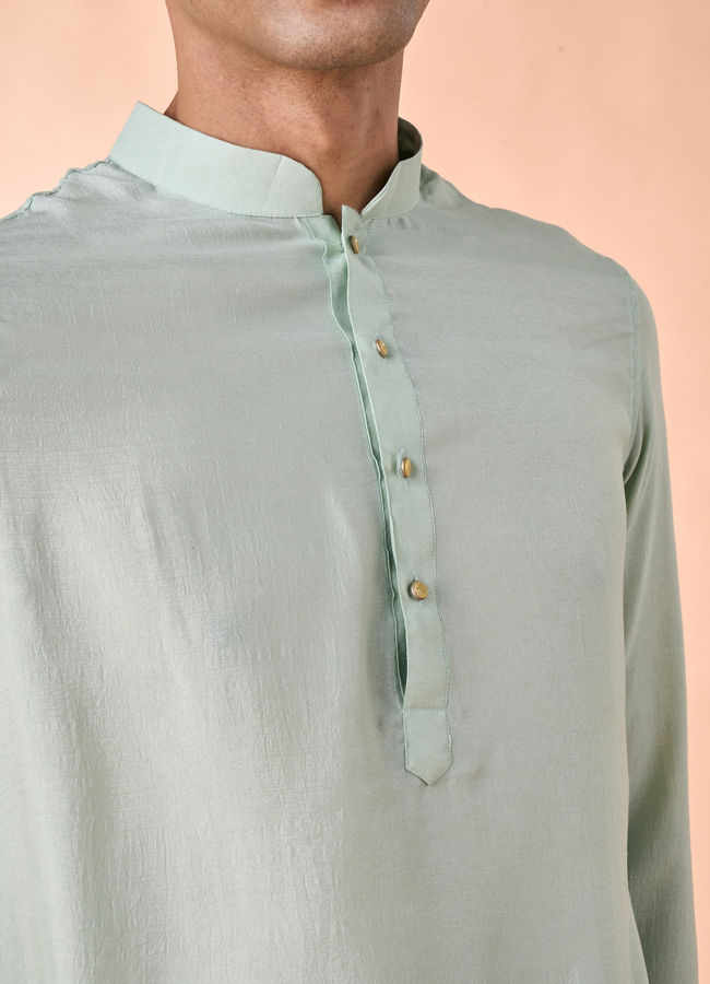 Manyavar Men Aqua Green Draped Kurta Pajama