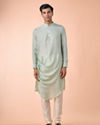 Manyavar Men Aqua Green Draped Kurta Pajama