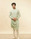 Manyavar Men Aqua Green Draped Kurta Pajama