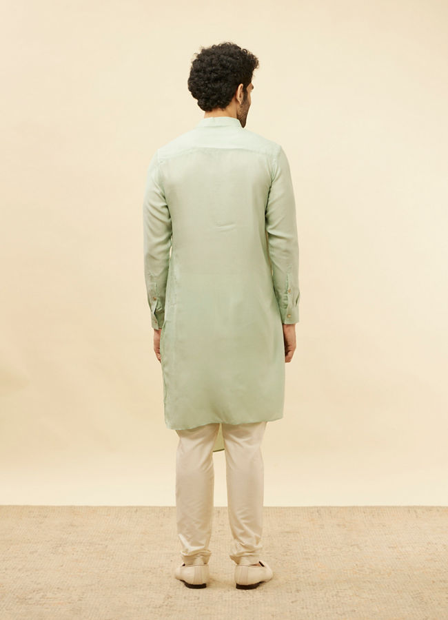 Manyavar Men Aqua Green Draped Kurta Pajama